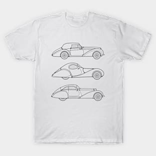 Unique Classic Cars Line Art T-Shirt